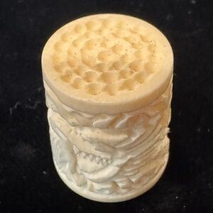 Vintage Carved Bone/Faux Dragon Thimble